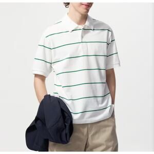 JW Anderson X Uniqlo DRY Pique Polo Shirt L Preppy Classic Casual Striped Unisex